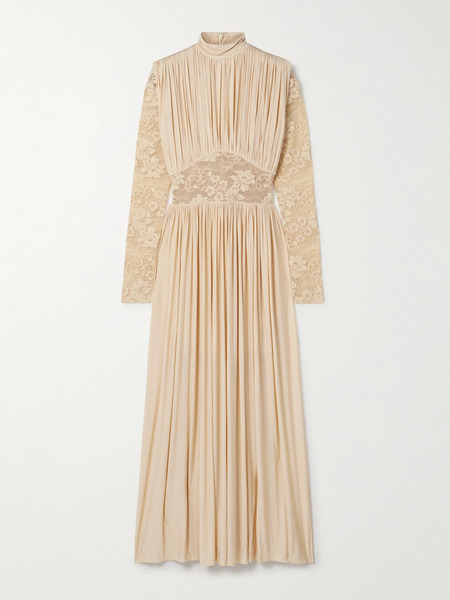  Zimmermann Zimmermann - Ruched Stretch-jersey And Lace Maxi Dress - Cream 