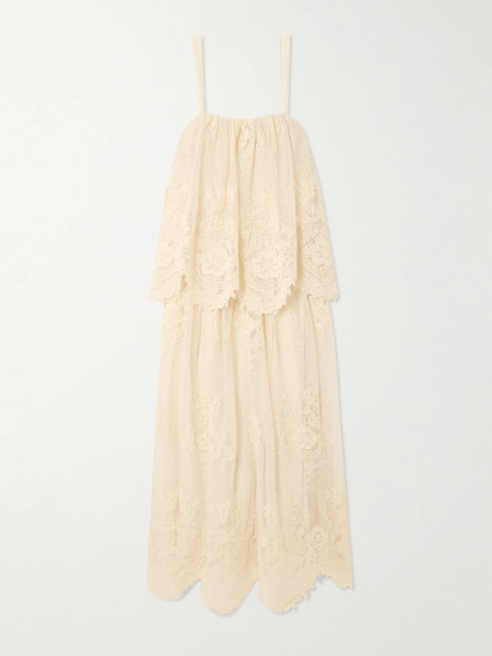 Zimmermann Zimmermann - Tiered Lace Midi Dress - Cream 