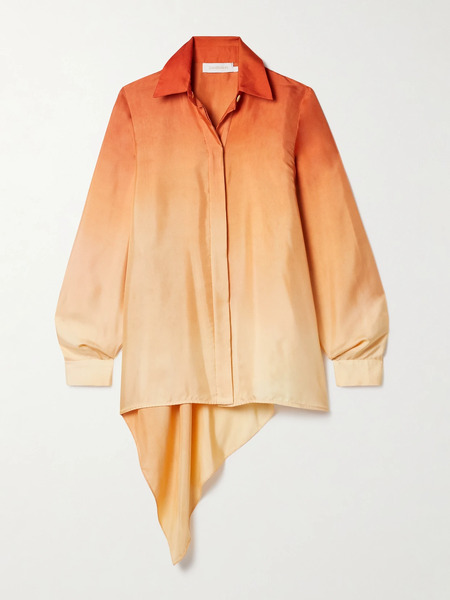  Zimmermann Zimmermann - Tranquility Asymmetric Ombré Silk-twill Shirt - Red 