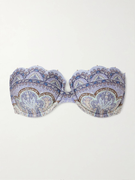 Zimmermann Zimmermann - Wanderlust Strapless Embellished Paisley-print Bikini Top - Blue 