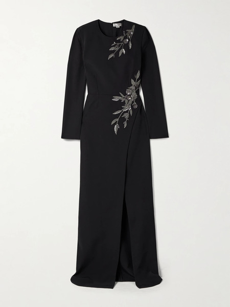  Zuhair Murad Zuhair Murad - Embellished Draped Cady Gown - Black 