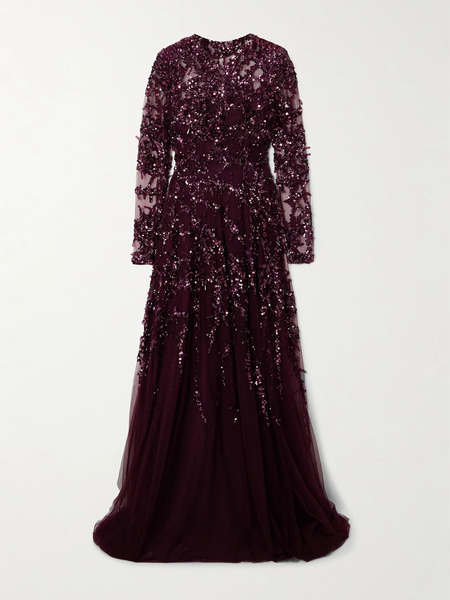  Zuhair Murad Zuhair Murad - Embellished Tulle Gown - Purple 