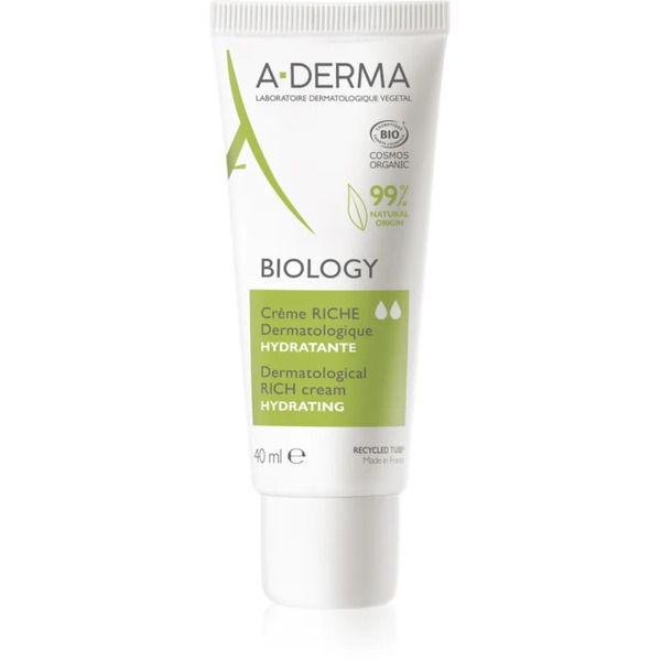  A-derma Biology Rich Cream Odżywczy Krem Nawilżający Do Skóry Suchej I Bardzo Suchej Wrażliwej 40 Ml 
