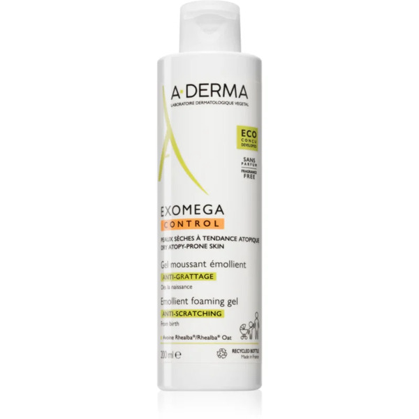  A-derma Exomega Control Emollient Foaming Gel Zmiękczający żel Pieniący Do Cery Suchej I Atopowej 200 Ml 
