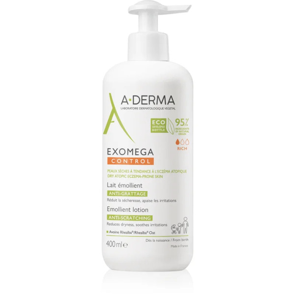  A-derma Exomega Control Emollient Lotion Mleczko Do Ciała Przeciw Podrażnieniom I Swędzeniu Skóry 400 Ml 