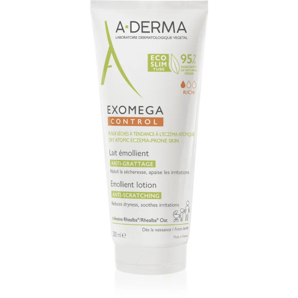  A-derma Exomega Control Emollient Lotion Mleczko Do Ciała Przeciw Podrażnieniom I Swędzeniu Skóry 200 Ml 