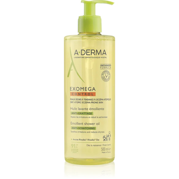  A-derma Exomega Control Emollient Shower Oil Zmiękczający Olejek Pod Prysznic Do Skóry Suchej I Atopowej 500 Ml 