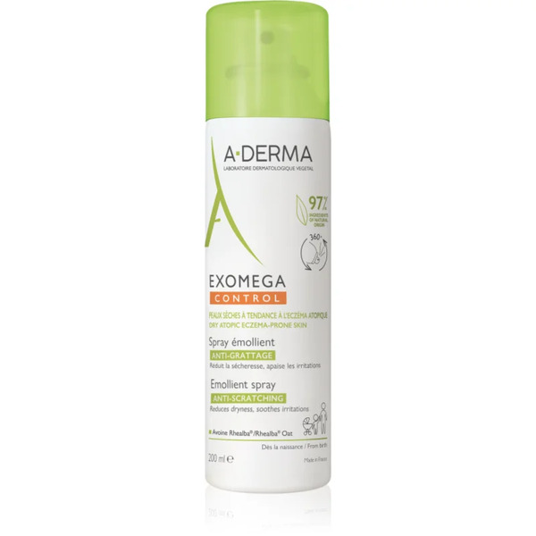  A-derma Exomega Control Emollient Spray Krem Nawilżający Wzmacniający Barierę Ochronną Skóry Wrażliwej I Atopowej W Sprayu 200 Ml 