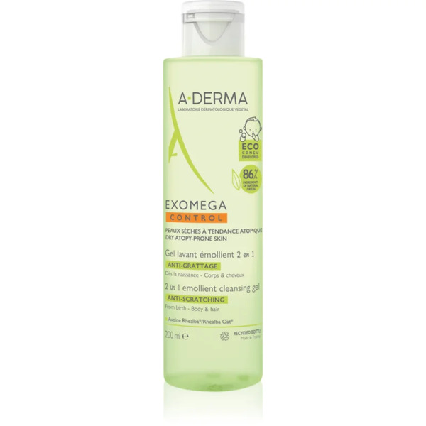  A-derma Exomega Control 2 In 1 Emollient Cleansing Gel żel Pod Prysznic Do Skóry Suchej I Atopowej 200 Ml 