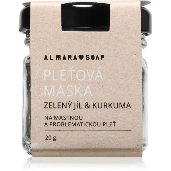  Almara Soap Face Green Clay & Turmeric Oczyszczająca Maseczka Do Twarzy Do Cery Tłustej I Problematycznej 20 G 