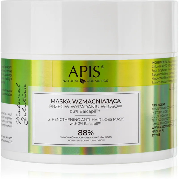  Apis Natural Cosmetics Natural Solution 3% Baicapil Maseczka Wzmacniająca Do Słabych Włosów Z Tendencją Do Wypadania 200 Ml 