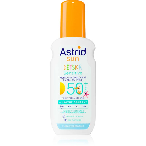  Astrid Sun Sensitive Mleczko Do Opalania Dla Dzieci Spf 50+ W Sprayu 150 Ml 