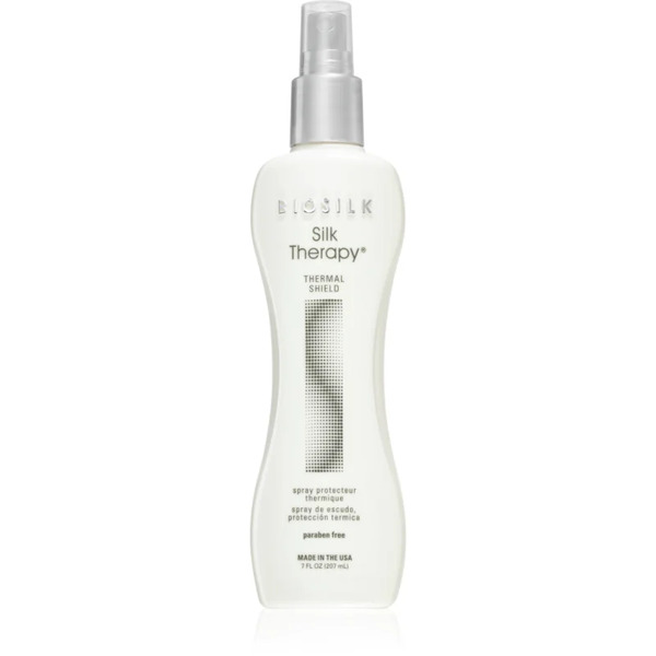  Biosilk Silk Therapy Thermal Shield Termoochronny Spray Stosowany Podczas Używania Prostownicy I Lokówki Bez Parabenów 207 Ml 