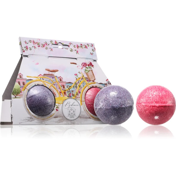  Bohemia Gifts & Cosmetics Bath Bombs Bicycle Musująca Kula Do Kąpieli Zapachy Lavender + Rosehip & Rose 2x110 G 