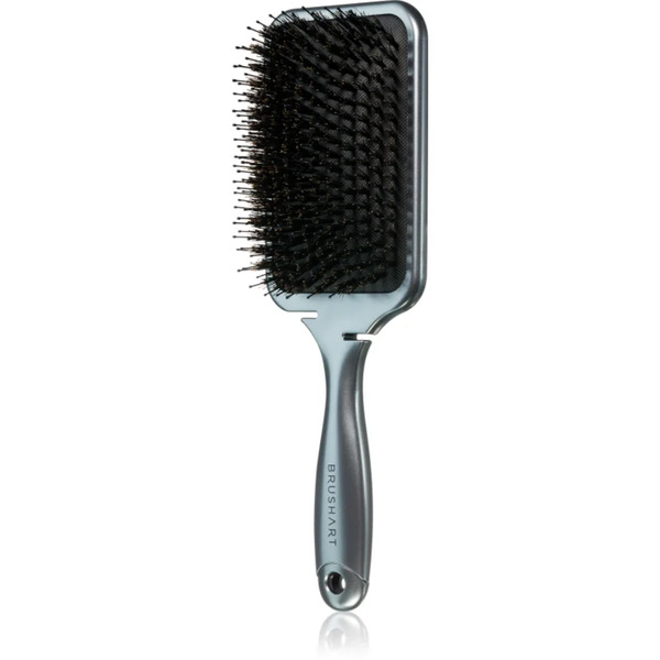  Brushart Hair Boar Bristle Paddle Hairbrush Szczotka Do Włosów Z Włosiem Dzika Metallic Black 1 Szt. 
