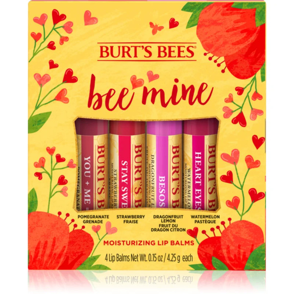  Burt’s Bees Bee Mine Balsam Do Ust Z Woskiem Pszczelim Smak Pomegranate, Strawberry, Dragonfruit Lemon, Watermelon 4x4.25 G 