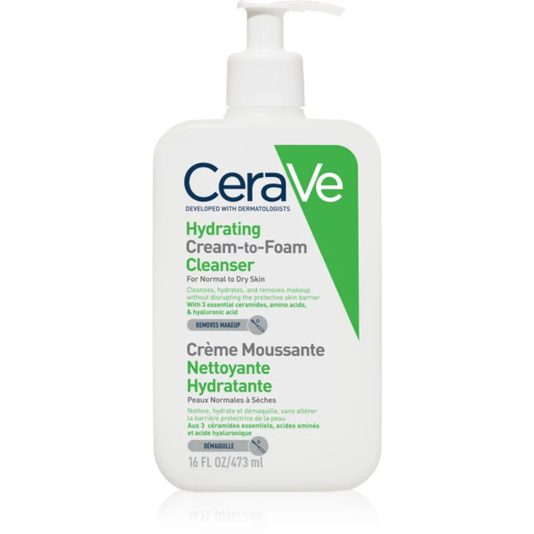  Cerave Cleansers Hydrating Cream-to-foam Cleanser Pieniący Się Krem Oczyszczający Do Skóry Normalnej I Suchej 473 Ml 