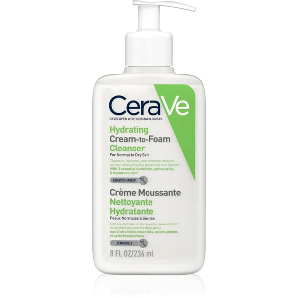  Cerave Cleansers Hydrating Cream-to-foam Cleanser Pieniący Się Krem Oczyszczający Do Skóry Normalnej I Suchej 236 Ml 
