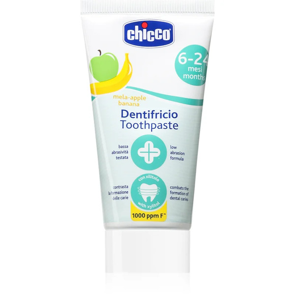  Chicco Toothpaste 6-24m Pasta Do Zębów Dla Dzieci Z Fluorem Apple-banana 50 Ml 
