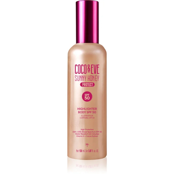  Coco & Eve Sunny Honey Highlighter Body Spf50 Serum Ochronne Z Efektem Rozświetlającym Spf 50 150 Ml 