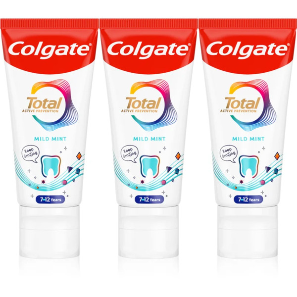  Colgate Total Junior Active Prevention Mild Mint Pasta Do Dokładnego Czyszczenia Zębów I Jamy Ustnej Dla Dzieci 3x50 Ml 