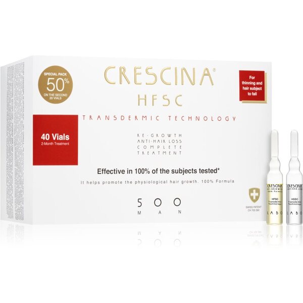  Crescina Transdermic 500 Re-growth And Anti-hair Loss Pielęgnacja Wspierająca Porost Włosów I Zapobiegająca Ich Wypadaniu Dla Mężczyzn 40x3,5 Ml 