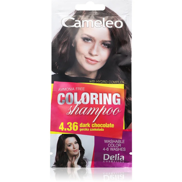  Delia Cosmetics Cameleo Coloring Shampoo Szampon Tonujący Do Włosów Odcień 4.36 Dark Chocolate 40 Ml 