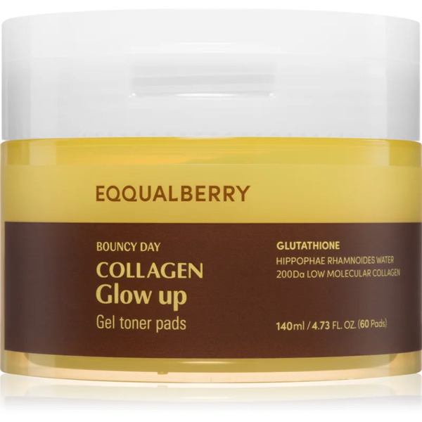  Eqqualberry Collagen Glow Up Gel Toner Pads Tonizujące Płatki Do Twarzy Z Efektem Rozświetlającym 60 Szt. 