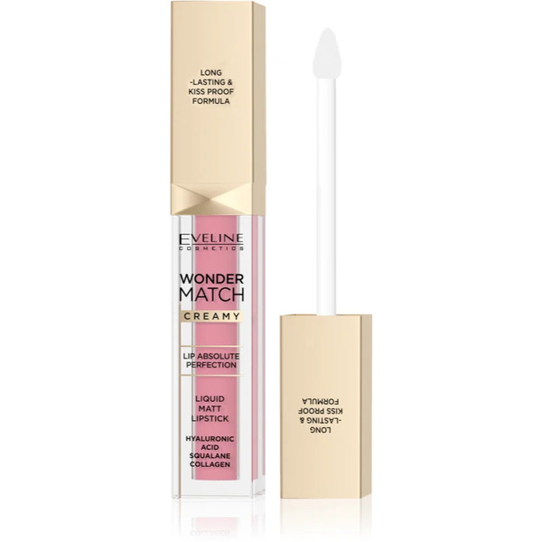  Eveline Cosmetics Wonder Match Długotrwały Matowa Pomadka W Płynie Z Kwasem Hialuronowym Odcień 01 Angel Rose 6.8 Ml 