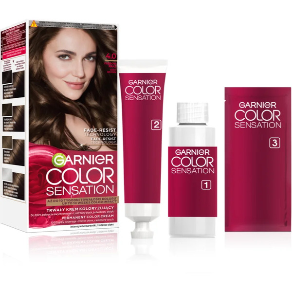  Garnier Color Sensation Farba Do Włosów Odcień 4.0 Głęboki Brąz 1 Szt. 