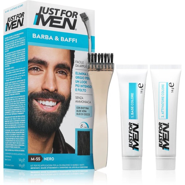  Just For Men Men Moustache & Beard Farba Do Brody Do Zakrywania Siwych Włosów Odcień M-55 Black 1 Szt. 