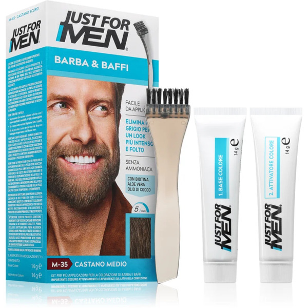  Just For Men Men Moustache & Beard Farba Do Brody Do Zakrywania Siwych Włosów Odcień M-35 Mid Grey 1 Szt. 