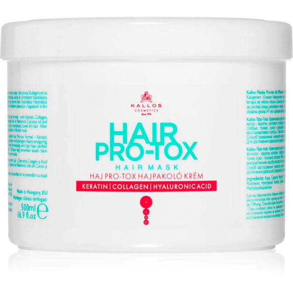  Kallos Hair Pro-tox Maska Do Włosów Słabych I Zniszczonych Z Olejkiem Kokosowym, Kwasem Hialuronowym I Kolagenem 500 Ml 
