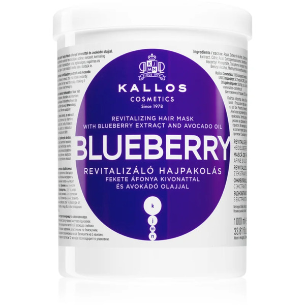  Kallos Kjmn Professional Blueberry Maseczka Rewitalizująca Do Włosów Suchych, Zniszczonych I Po Zabiegach Chemicznych 1000 Ml 