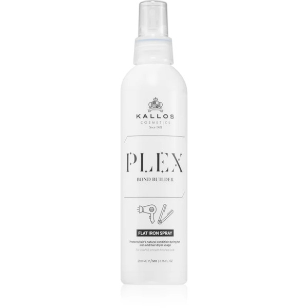  Kallos Plex Flat Iron Spray Termoochronny Spray Stosowany Podczas Używania Prostownicy I Lokówki Do Włosów Zniszczonych Zabiegami Chemicznymi 200 Ml 