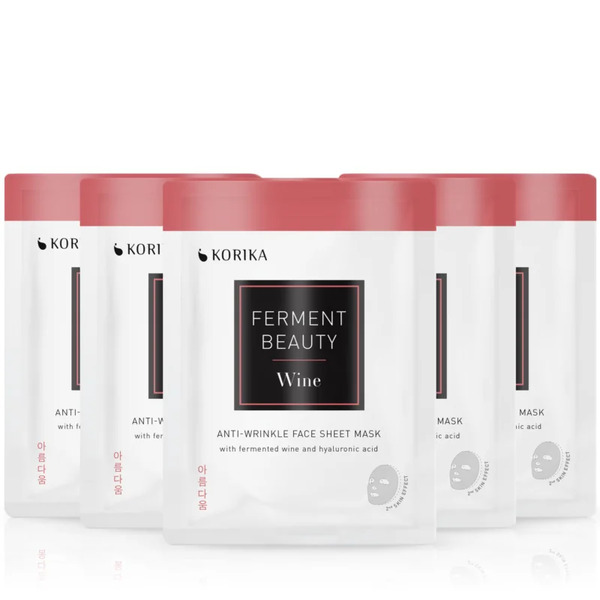  Korika Fermentbeauty Set Of 5 Anti-wrinkle Face Sheet Masks With Fermented Wine And Hyaluronic Acid Zestaw Maseczek Do Twarzy W Obniżonej Cenie 