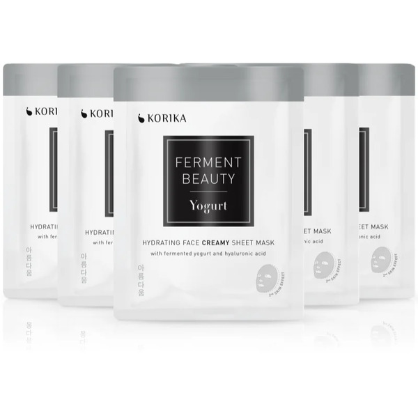  Korika Fermentbeauty Set Of 5 Hydrating Face Sheet Masks With Fermented Yogurt And Hyaluronic Acid Zestaw Maseczek Do Twarzy W Obniżonej Cenie 