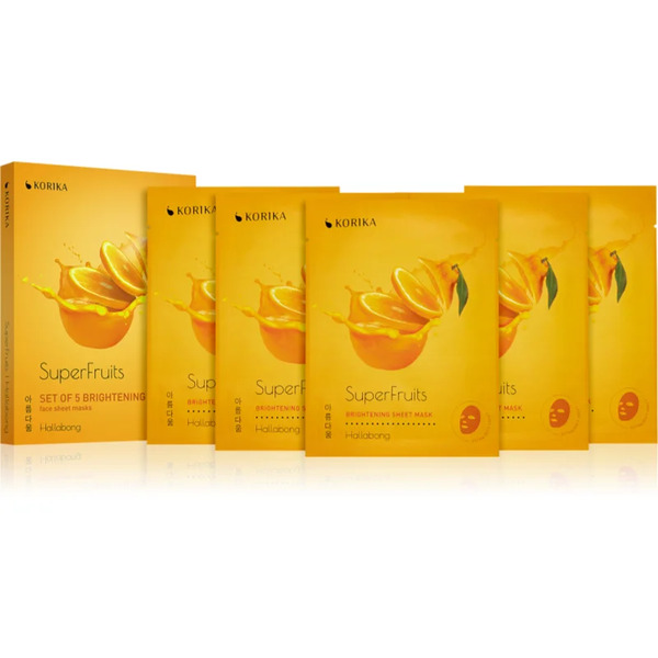  Korika Superfruits Hallabong - Set Of 5 Brightening Face Sheet Masks Zestaw Maseczek Do Twarzy W Obniżonej Cenie Z Efektem Rozświetlającym Hallabong 