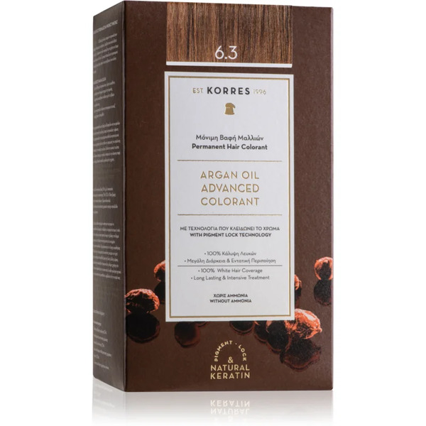  Korres Argan Oil Trwała Farba Do Włosów Z Olejkiem Arganowym Odcień 6.3 Golden / Honey Dark Blonde 50 Ml 