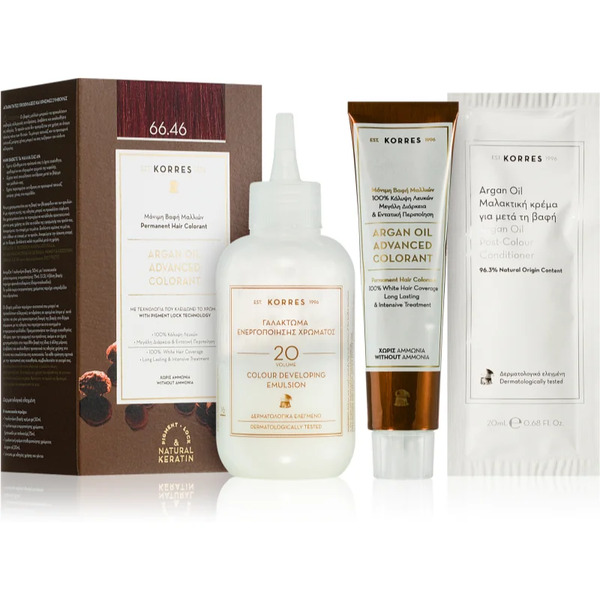  Korres Argan Oil Trwała Farba Do Włosów Z Olejkiem Arganowym Odcień 66.46 Intense Burgundy Red 50 Ml 