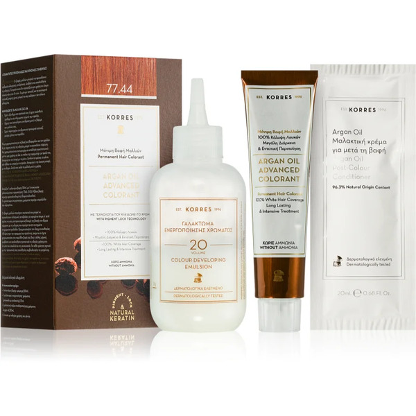 Korres Argan Oil Trwała Farba Do Włosów Z Olejkiem Arganowym Odcień 77.44 Intense Copper Blonde 50 Ml 