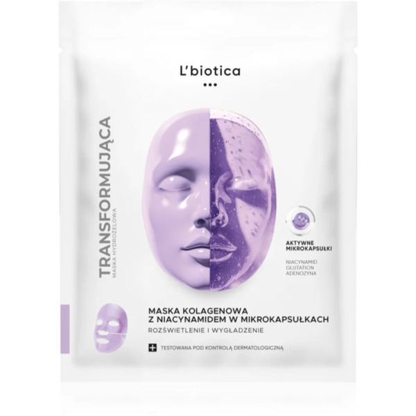  L’biotica Transforming Collagen Mask With Niacinamide In Microcapsules Maseczka Kolagenowa Z Efektem Rozświetlającym 1 Szt. 