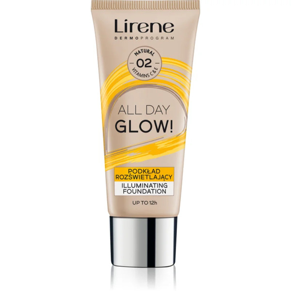  Lirene All Day Glow! Rozświetlający Podkład We Fluidzie Dla Długotrwałego Efektu Odcień 02 Natural 30 Ml 