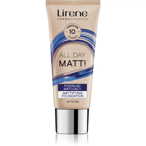  Lirene All Day Matt! Podkład Matujący We Fluidzie Dla Długotrwałego Efektu Odcień 10 Porcelain 30 Ml 