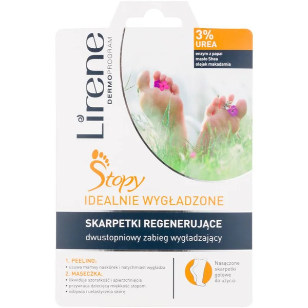  Lirene Foot Care Regeneracja Skóry Stóp W Dwóch Etapach Peeling + Maska W Postaci Skarpet 3% Urea 1 Para 