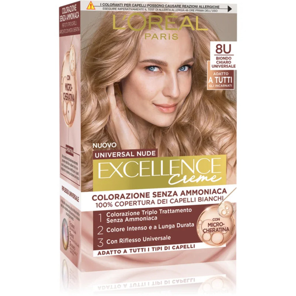  L’oréal Paris Excellence Universal Nudes Trwała Farba Do Włosów Odcień 8u Biondo Chiaro Universale 1 Szt. 