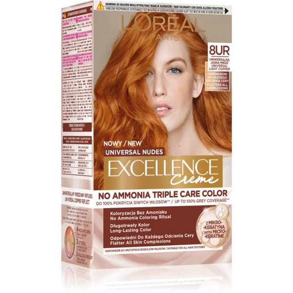  L’oréal Paris Excellence Universal Nudes Trwała Farba Do Włosów Odcień 8ur Universal Light Copper 1 Szt. 