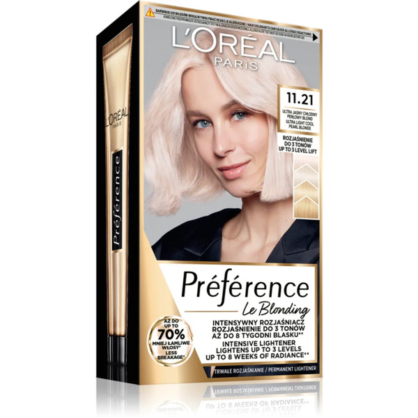  L’oréal Paris Préférence Le Blonding Farba Do Włosów Do Rozjaśniania Włosów Odcień 11.21 Ultra Light Cool Pearl Blonde 1 Szt. 