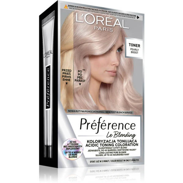  L’oréal Paris Préférence Le Blonding Toner Toner Kwasowy Szampon Neutralizujący Rude Odcienie Odcień Pearly Boost 1 Szt. 