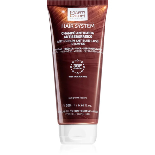  Martiderm Hair System Anti-sebum Anti-hair Loss Shampoo Szampon Przeciw Wypadaniu Włosów Do Tłustej Skóry Głowy 200 Ml 